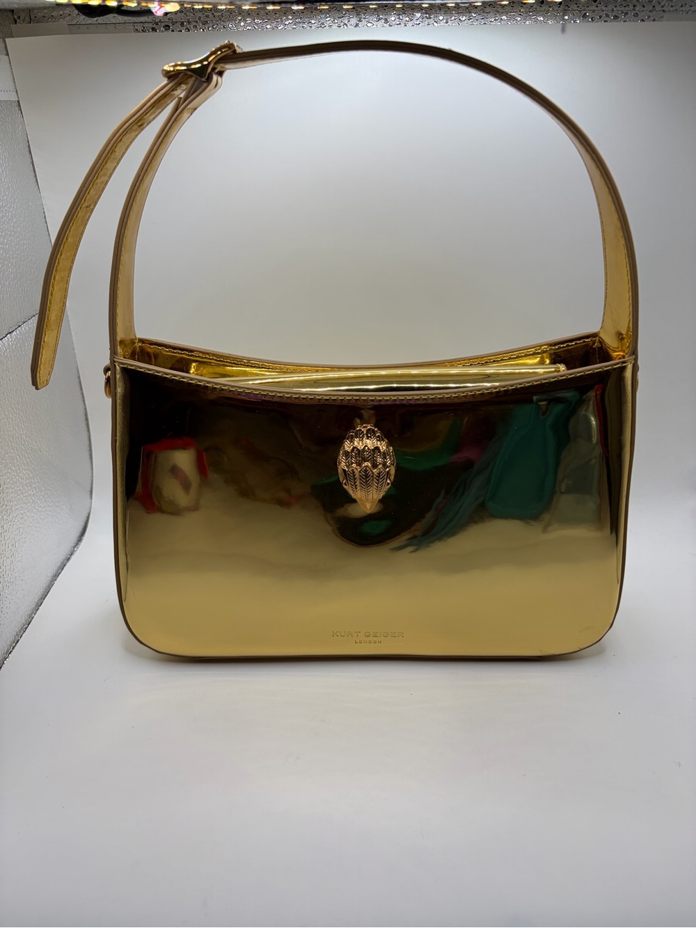 Kurt Geiger Gold Mini Shoulder Bag W/crossbody strap and dusty. - Picture 4 of 7